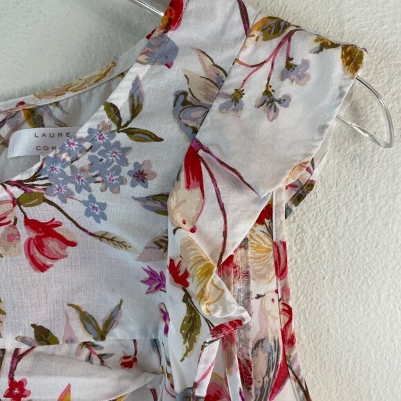LC Lauren Conrad Floral Ruffle Trim Sleeveless Top Size Medium - Picture 5 of 12